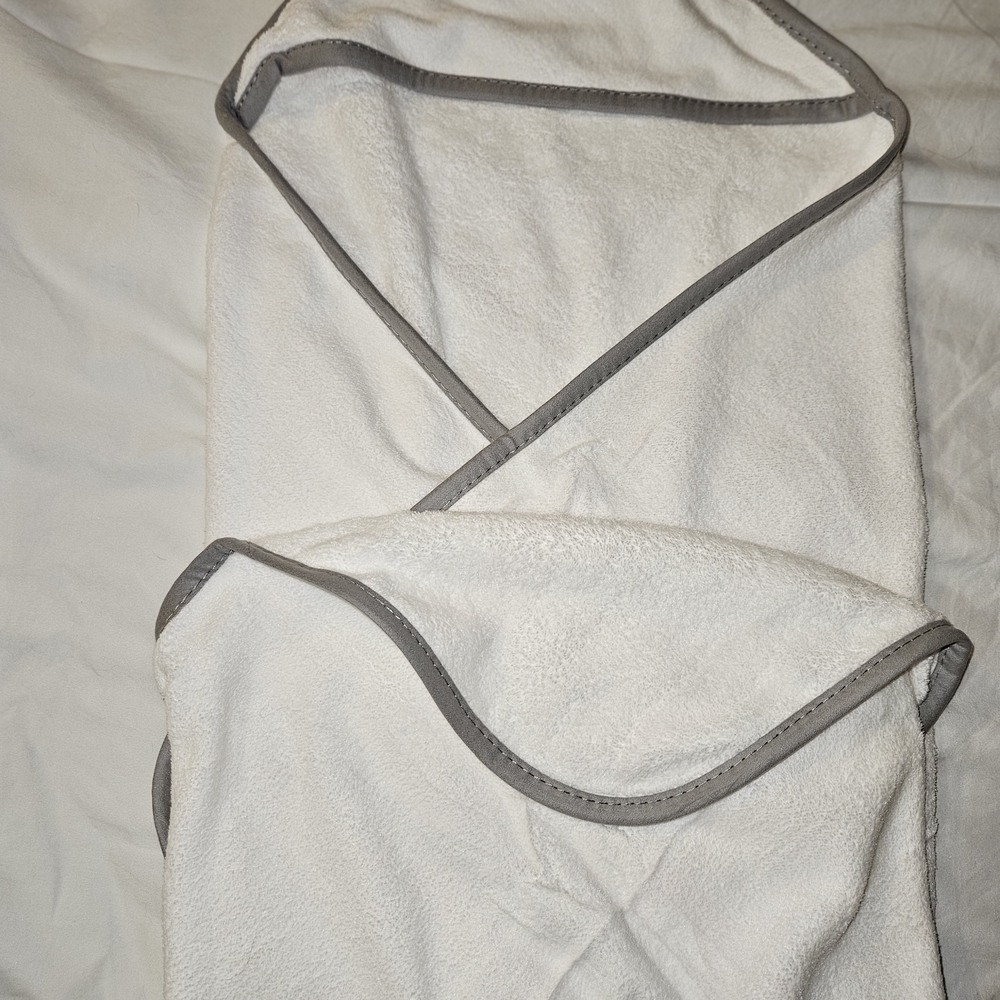 Cozy Hooded Baby Towel with Gray Edging